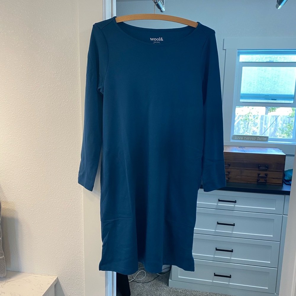 Aegean Teal Margo dress from Wool& size M